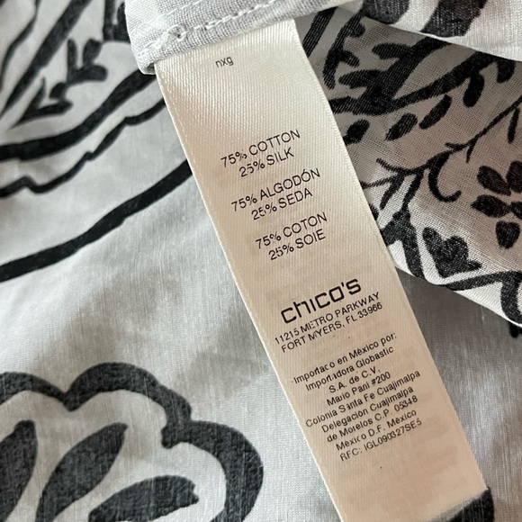 Chico’s Kimono in Black/White Pattern| Cotton-Silk Blend, Size 2/Large••• - Picture 8 of 10